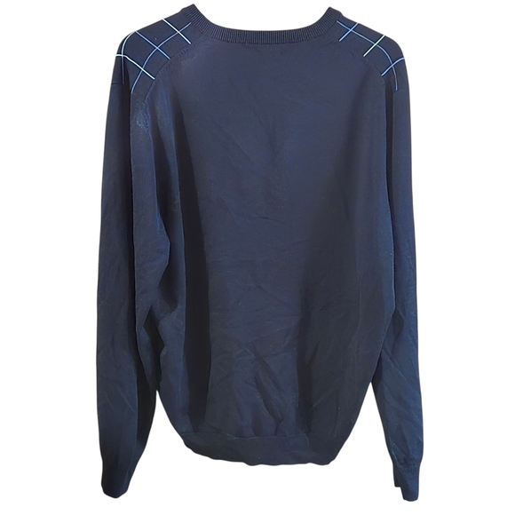 Brooks Brothers Sweater Mens L Black Windowpane Checks Silk Knit V Neck Pullover - Picture 2 of 10